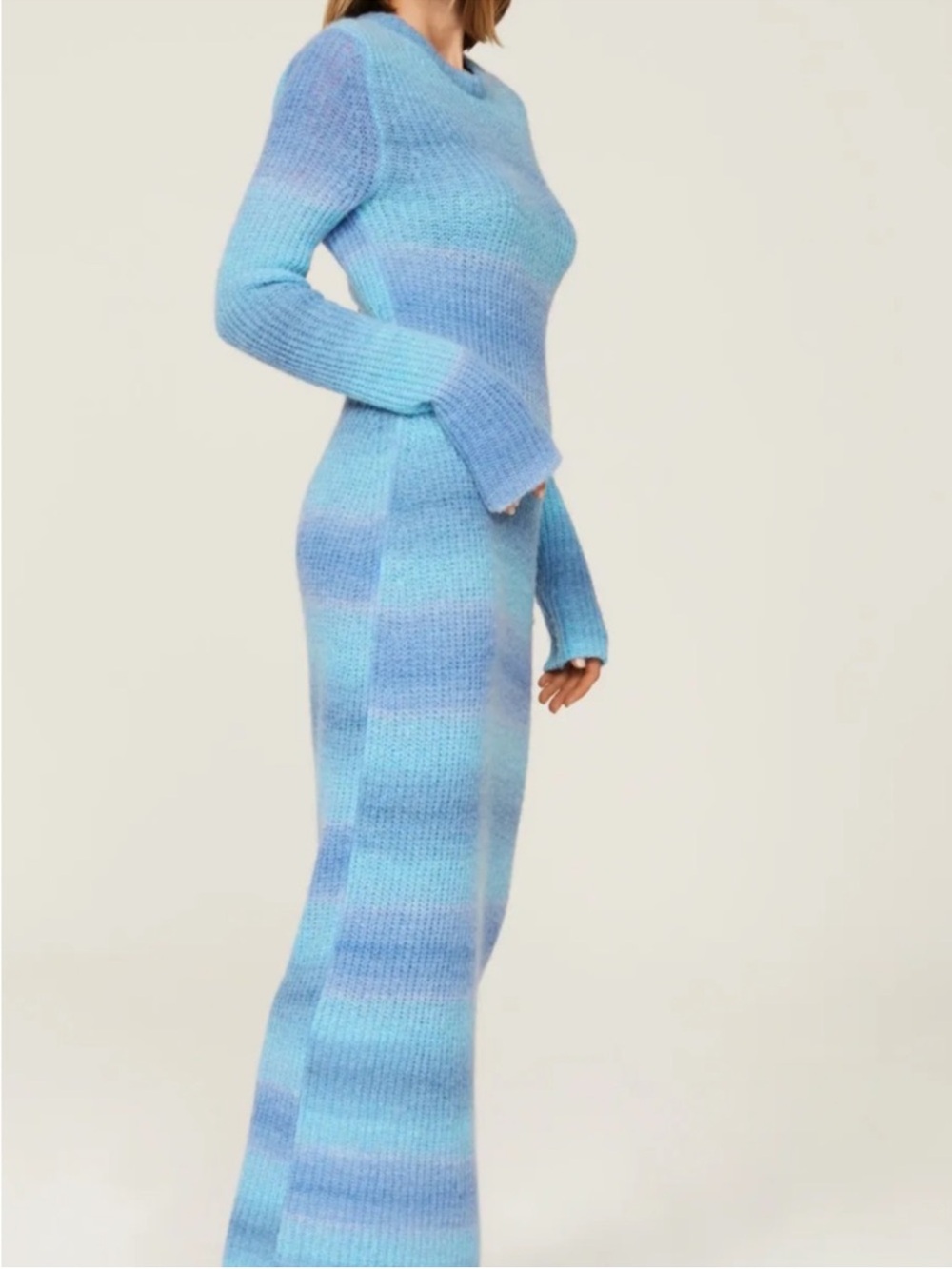 Vince Blue Ombré Alpaca Blend Sweater Maxi Dress